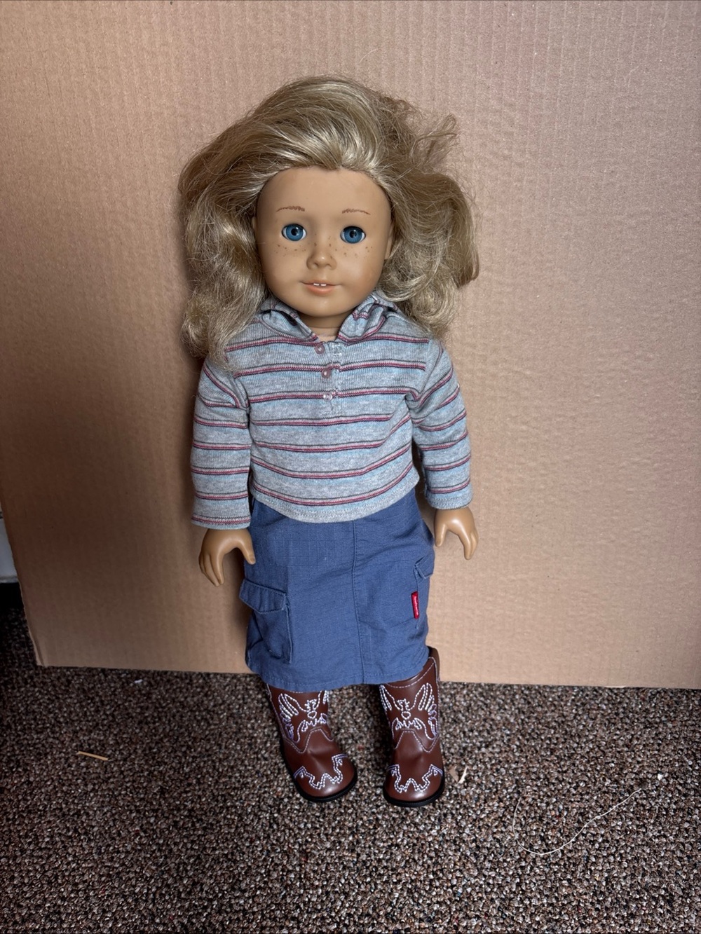 American Girl Doll-blonde Blue Eyes With Vintage Urban Outfit And Cowboy Boots!
